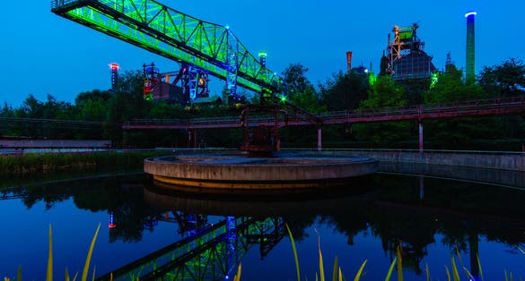photo of view of Duisburg Landschaftspark Nord old crane .