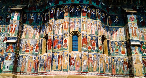 Photo of The painted monastery of Sucevita in Bucovina, Romania.