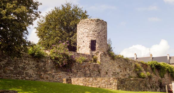 Photo of fragment of medieval city walls of the town of Wexford in Ireland.