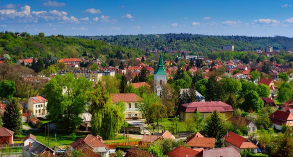 View to the Miskolc city from the wall of Diosgyor castle, Hungary