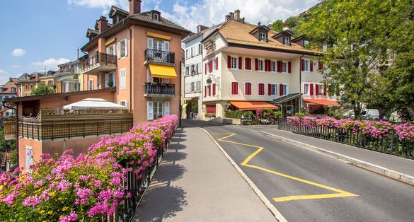 Building architecture in Montreux, Switzerland