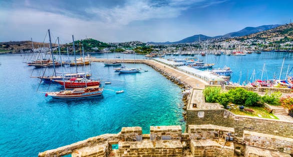 Photo of Bodrum town harbour in Turkey.