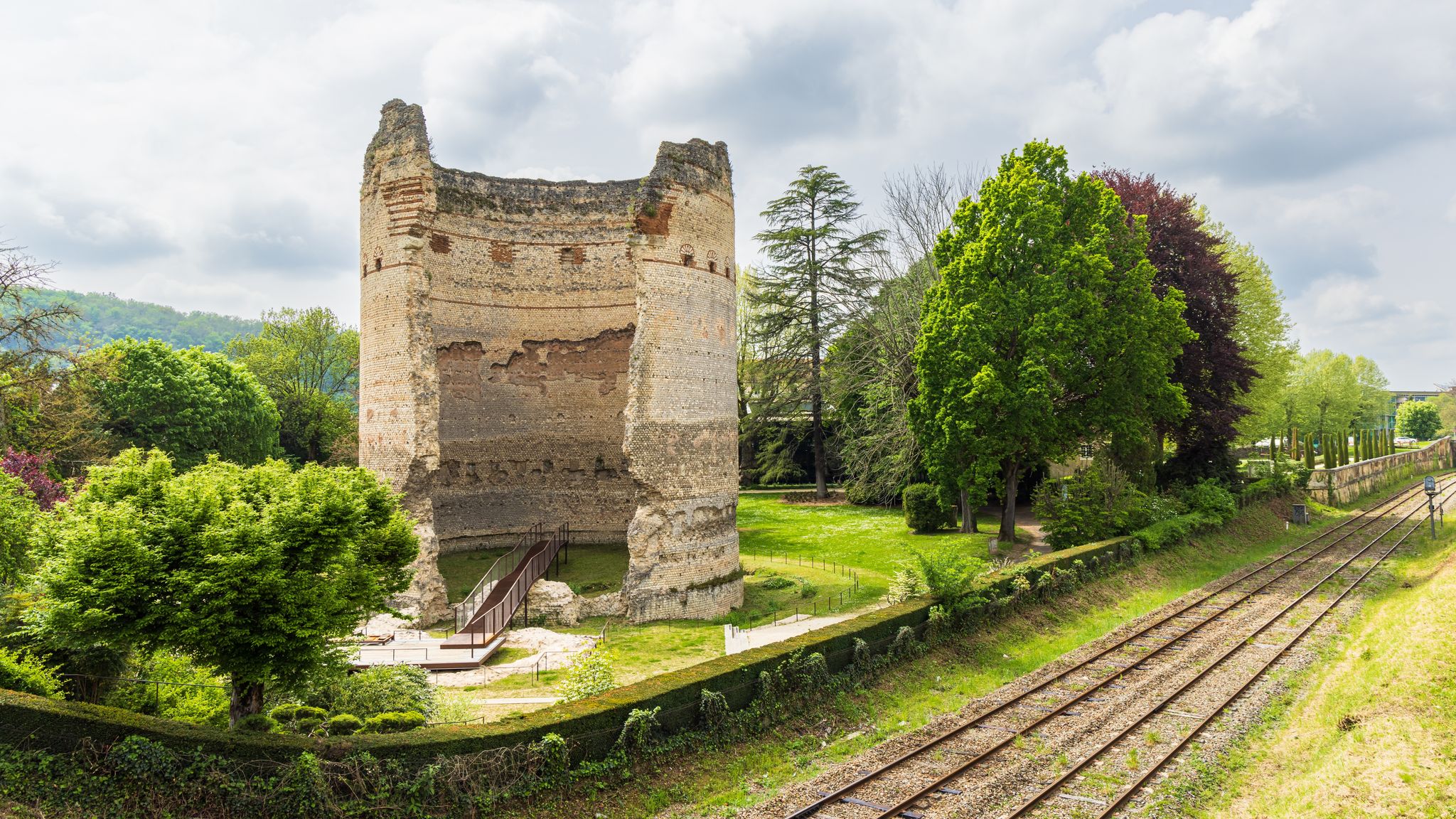 Photo of Ancient tower of Vesunna in Perigueux Dordogne region in southwestern France.