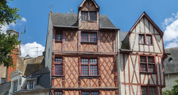 photo of view of the town of Saumur, on the banks of the Loire River, Saumur, France.