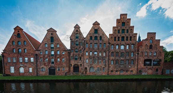 photo of view of Old houses in the old town of Lübeck, Germany.