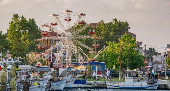 The Marina of Katerini, Pieria. View of seaside town Paralia Katerini near the Olympic Coast with fishing boats.