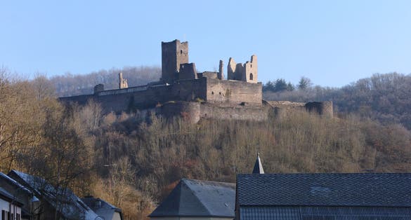 Brandenbourg Castle and village in winterly Luxembourg