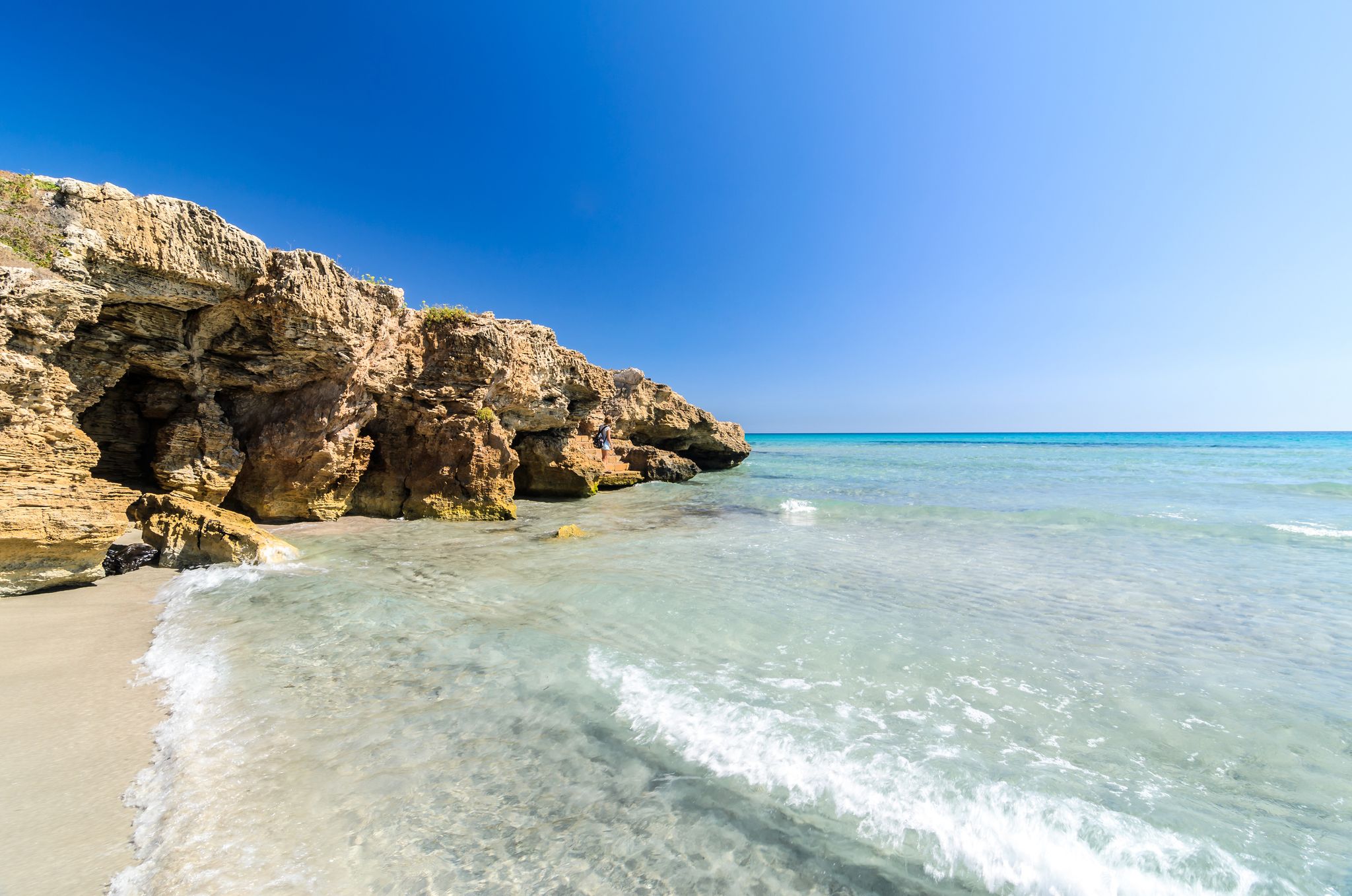 Photo of beautiful crystal clear water at Nature Reserve Oasis of Vendicari, Noto ,Italy.