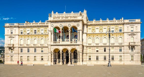 View at the Building of Palace of the Austrian Lieutenancy in Trieste - Italy