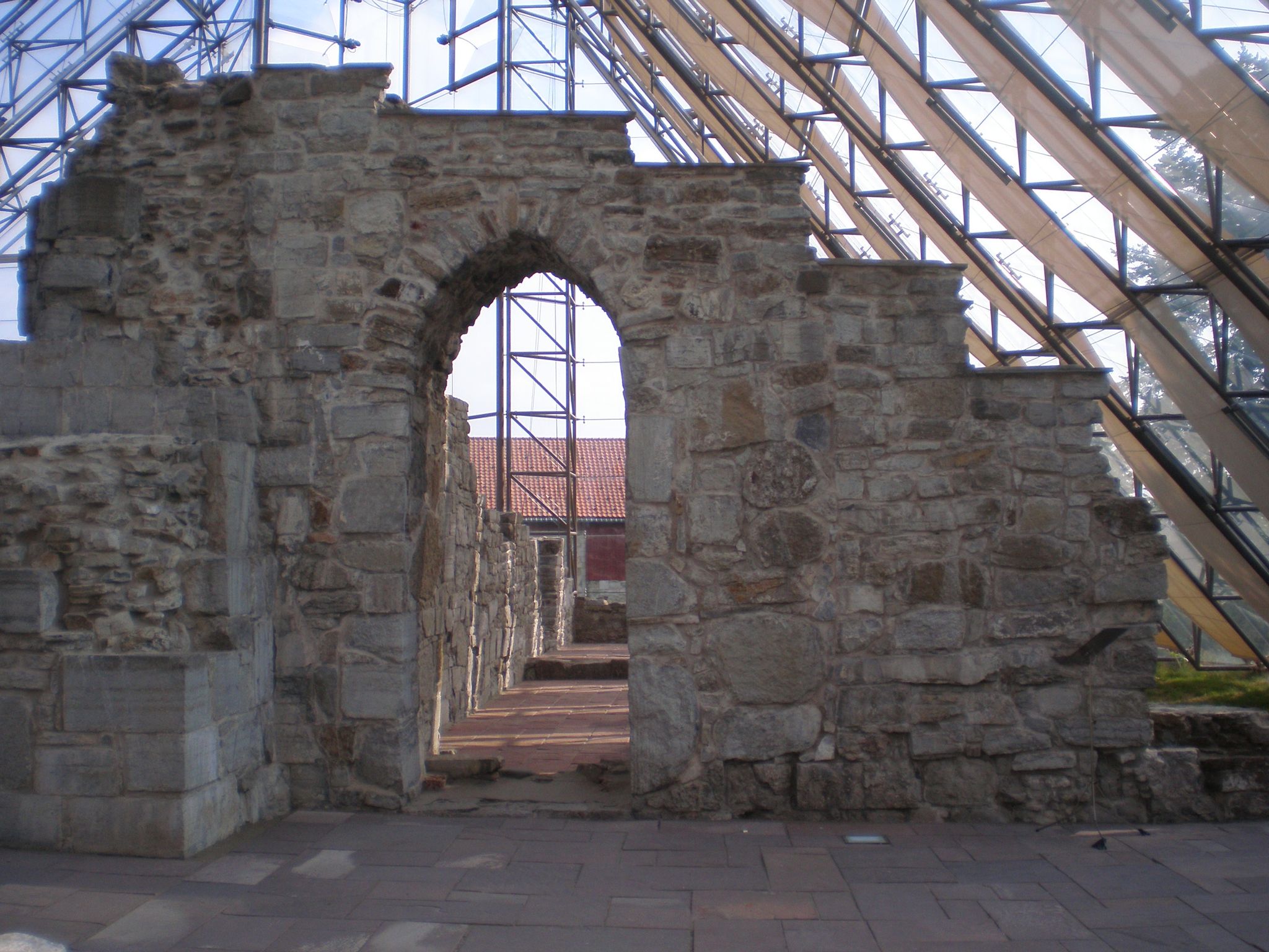 Cathedral Ruins in Hamar. The arches are today protected by one of the most ambitious construction projects. Norway.