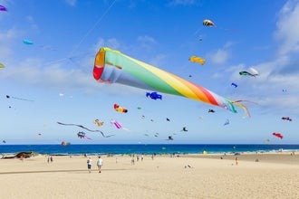 Fuerteventura kite festival in Corralejo ocean beach