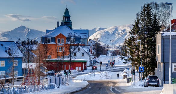 The city of Tromso in winter, North Norway.