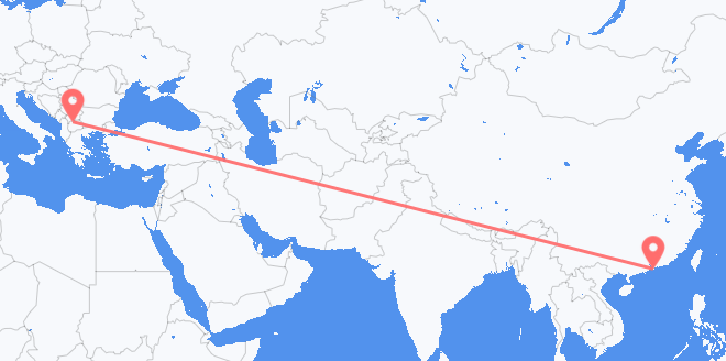 香港 飞往 北马其顿