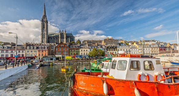 photo of view of  Impression of the St. Colman's Cathedral in Cobh near Cork, Ireland.