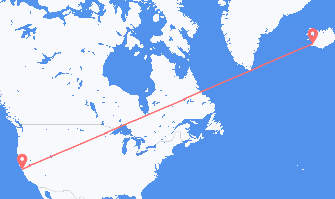 San Francisco to Reykjavik