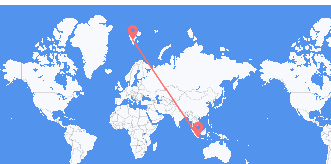 印度尼西亚 飞往斯瓦尔巴群岛和扬马延岛