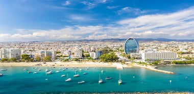 Photo of the seafront and the city of Limassol on a Sunny day, Cyprus.