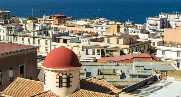 View of the roof of the church Chiesa degli Ottimati, also called Santa Maria Annunziata, is a Roman Catholic church in Reggio Calabria, Italy.