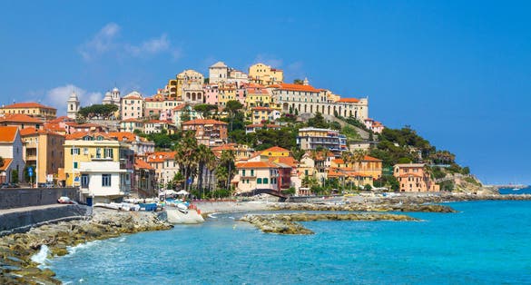 Photo of a coastal city of Imperia, Italian Rivera in the region of Liguria, Italy.