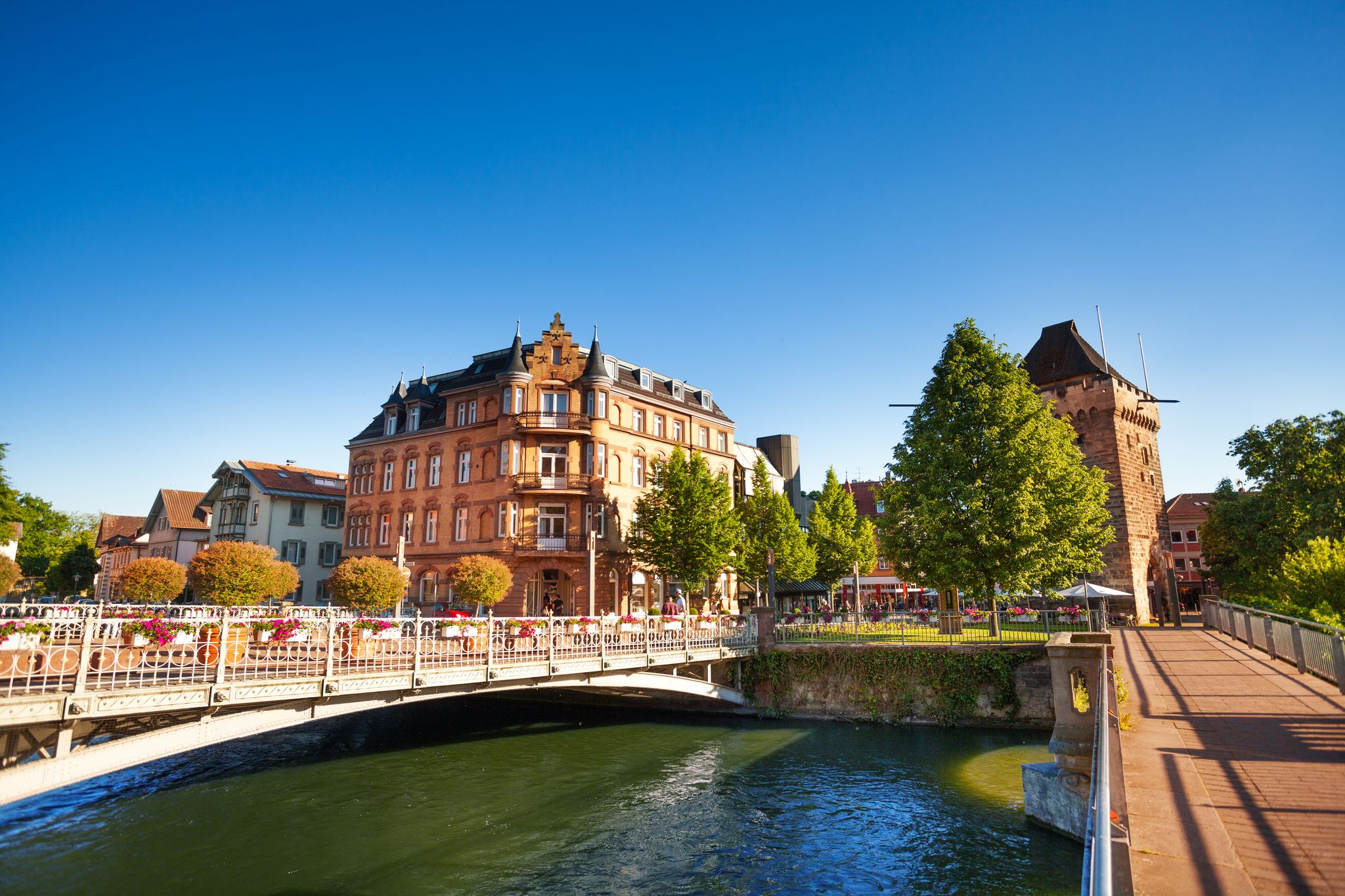 Photo of Bridges across Neckar river, Esslingen, Germany .