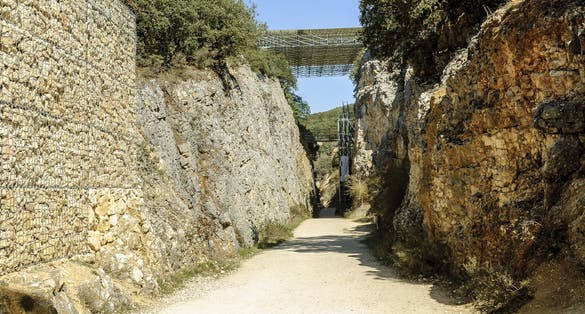 photo of sight of the excavations in the archaeological Atapuerca deposit in Burgos, Spain.