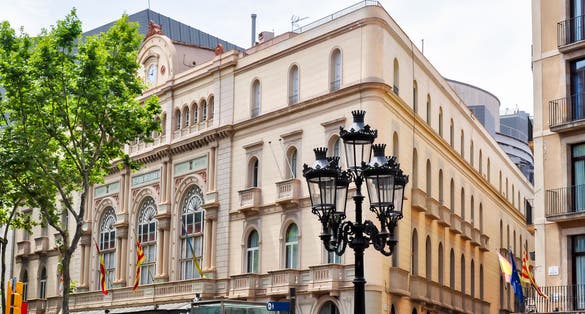 photo of the Gran Teatre del Liceu on La Rambla street in Barcelona, Spain.