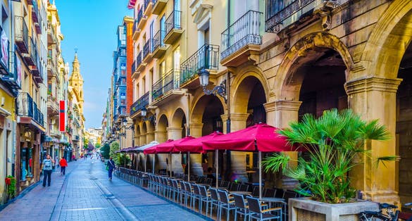 Photo of People are strolling a street in Logrono, spain.