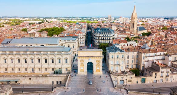 Triumphal Arch or Arc de Triomphe in Montpellier city in France