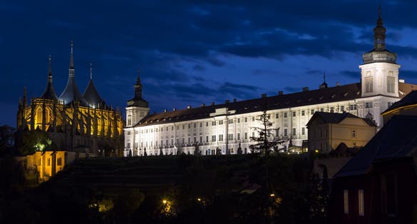 Photo of Jesuit College at night, Kutna Hora, Czech Republic.