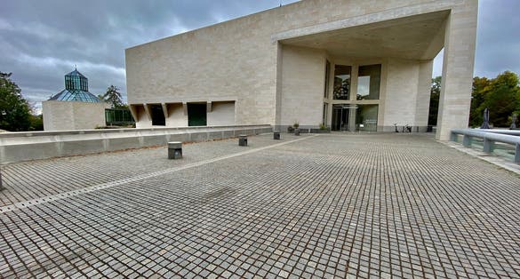 photo of Kirchberg, Luxembourg - December 15, 2021 - the entrance of the grand duke Jean modern art museum .