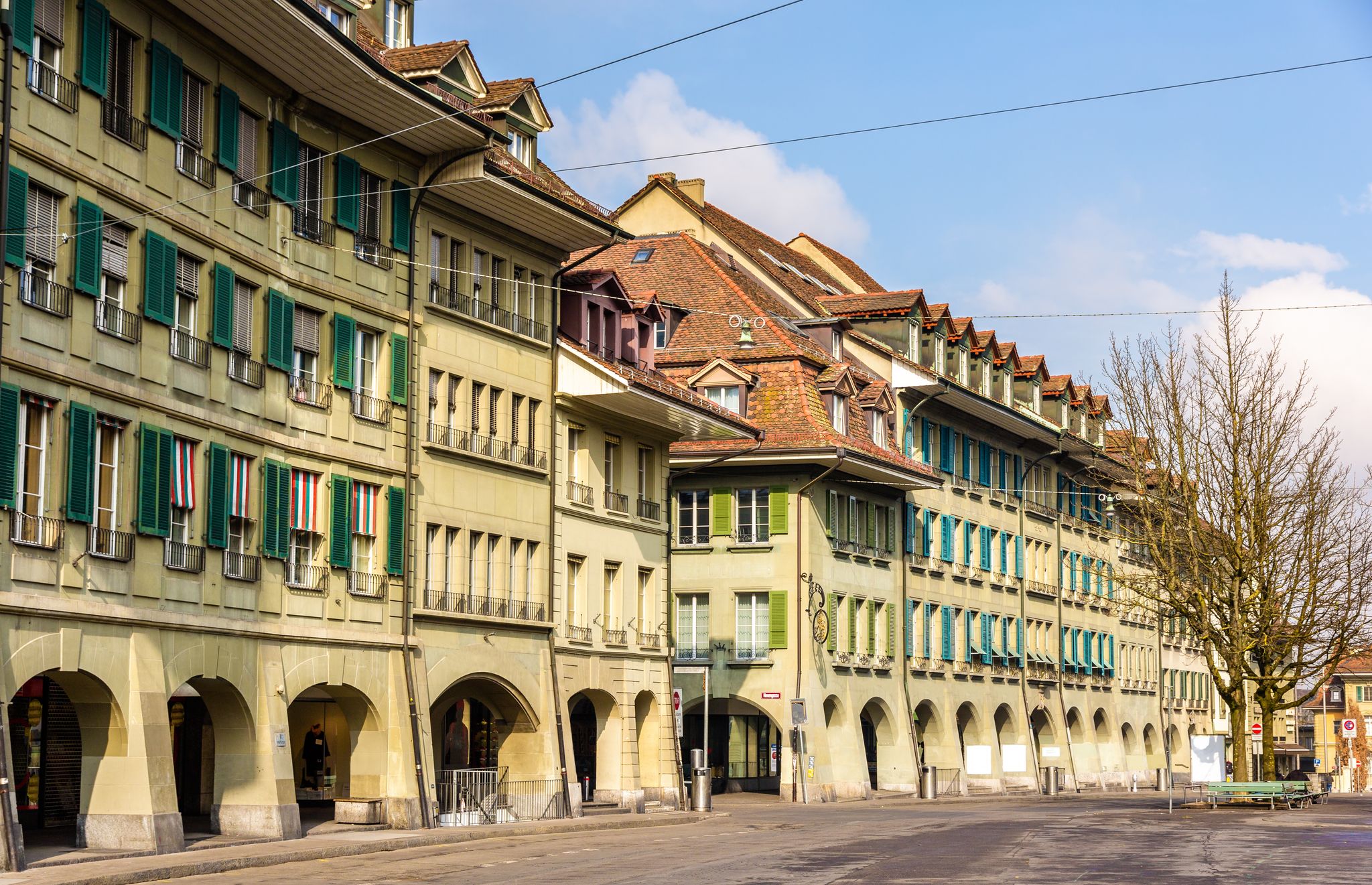 photo of buildings on Waisenhausplatz in Bern, Switzerland.