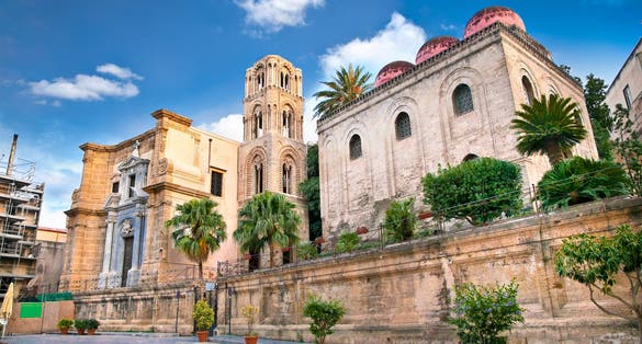 photo of Church of San Cataldo and The historic church Martorana on Piazza Bellini, Palermo. Sicily.
