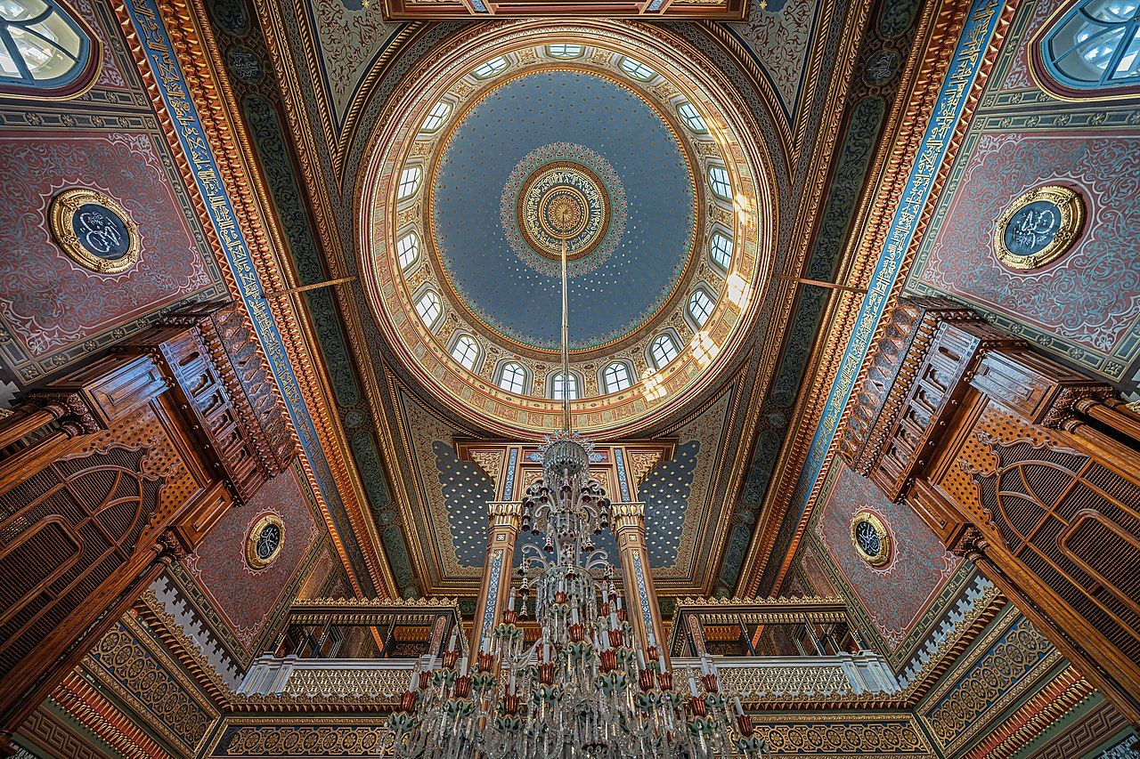 photo of interior of the dome in Yıldız Hamidiye Mosque in Beşiktaş, Turkey.