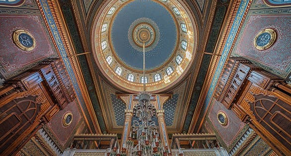 photo of interior of the dome in Yıldız Hamidiye Mosque in Beşiktaş, Turkey.