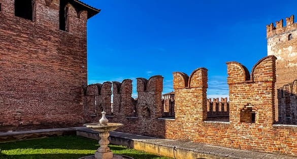 view of castle Castelvecchio. Selective focus .