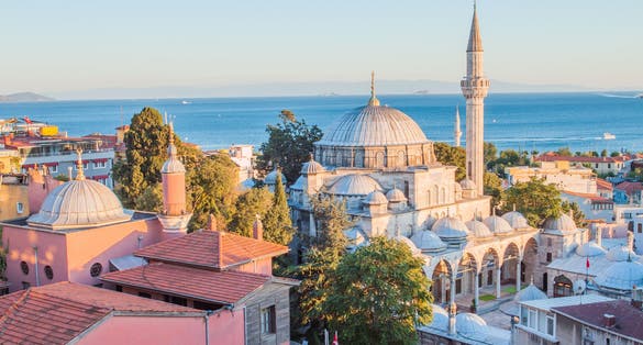 photo of wonderful panoramic view of the city on the background Sokollu Mehmed Pasha Mosque in Istanbul a romantic city is the cultural capital of Turkey.