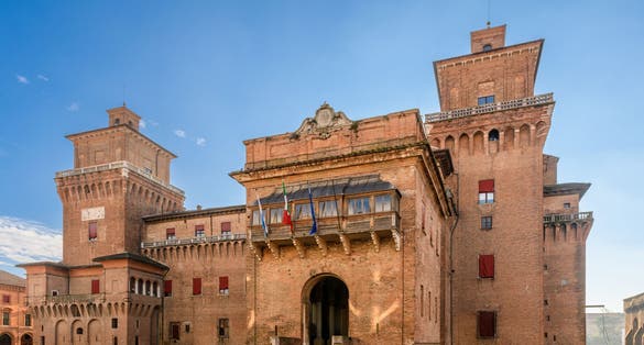 The Castello Estense ('Este castle') or castello di San Michele ('St. Michael's castle'), medieval castle in Ferrara, Emilia-Romagna, Italy.