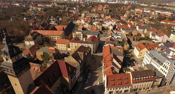 Zeitz aerial view old town germany Saxony-Anhalt
