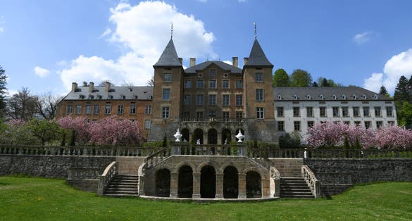 photo of new castle of ansembourg located in central Luxembourg, in valley of seven castles. The picture was taken in May 2019. Spring time and wonderful weather.