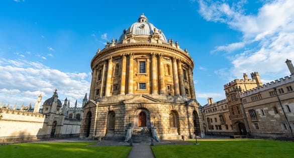 Photo of Radcliffe square in the golden hour light in Oxford. England.