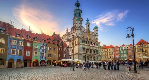 Photo of architecture of the Main Square in Poznan, Poland.