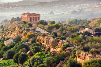 Agrigento, Sicily island in Italy. Famous Valle dei Templi, UNESCO World Heritage Site. Greek temple - remains of the Temple of Concordia.