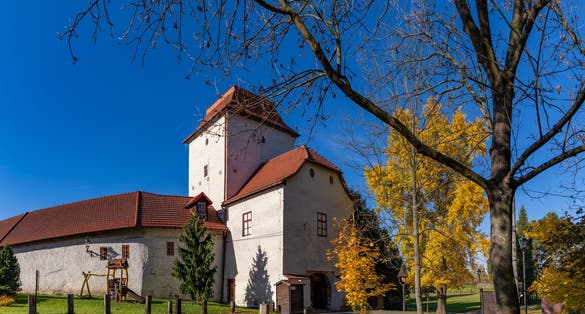A picture of the Silesian Ostrava Castle in the fall.