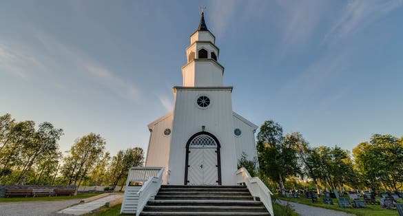 Alta Church (Altakirke), the English-inspired gothic church of wood / timber located in Alta, Norway.