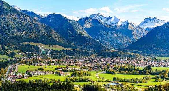 Photo of Panorama view on Obersdorf in Allgau. Nebelhorn mouintain, Bavaria, Bayern, Germany.
