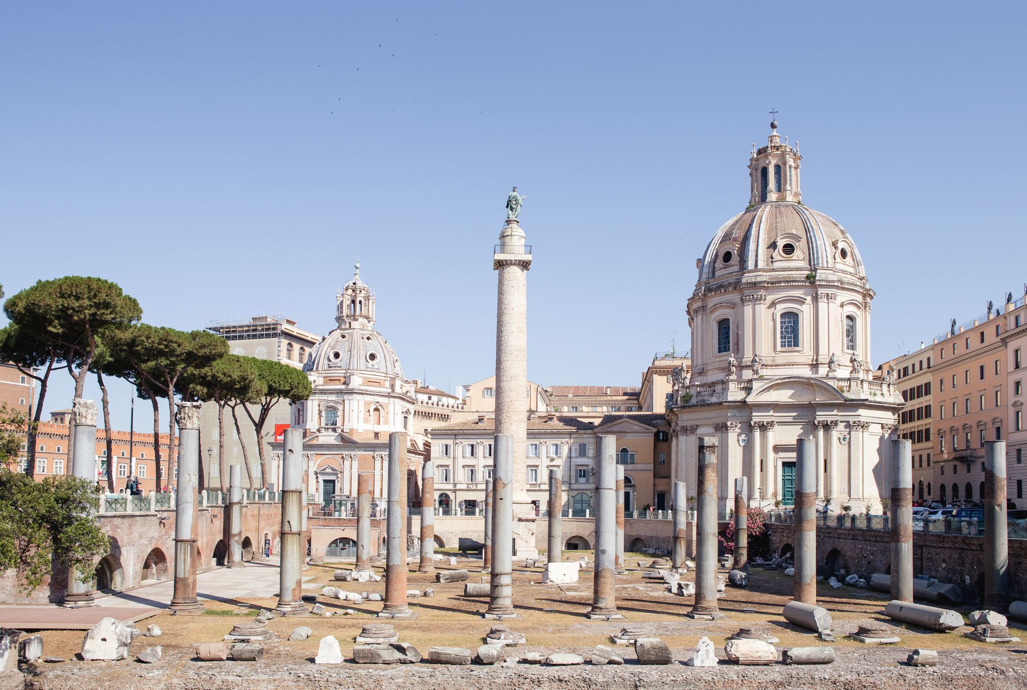 Trajan's forum in Rome, Italy. Ancient Roman ruins in centre of Rome on a sunny day.  Trajan's forum in Rome, Italy. Ancient Roman ruins in centre of Rome on a sunny day. 