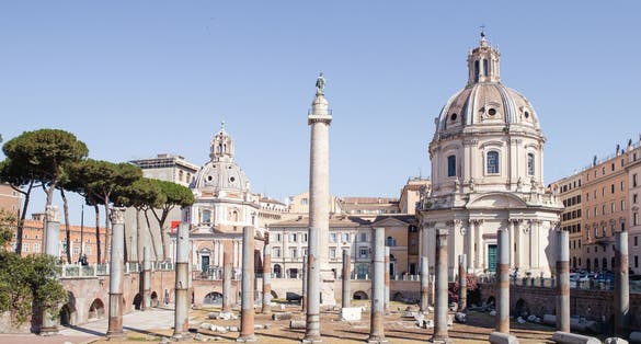 Trajan's forum in Rome, Italy. Ancient Roman ruins in centre of Rome on a sunny day.  Trajan's forum in Rome, Italy. Ancient Roman ruins in centre of Rome on a sunny day. 