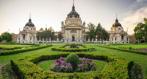 Photo of famous Széchenyi Thermal Bath in Budapest, Hungary.