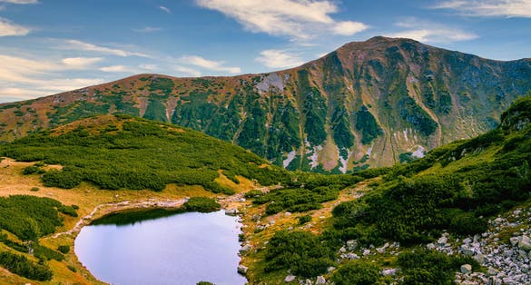 Photo of Rohacske lake in Slovakia. Western Tatras mountains, Rohace Slovakia.