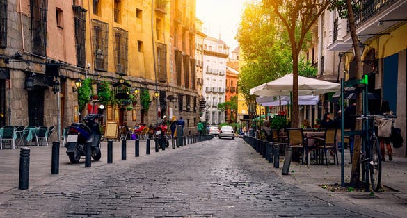 Photo of old street in Madrid, Spain.